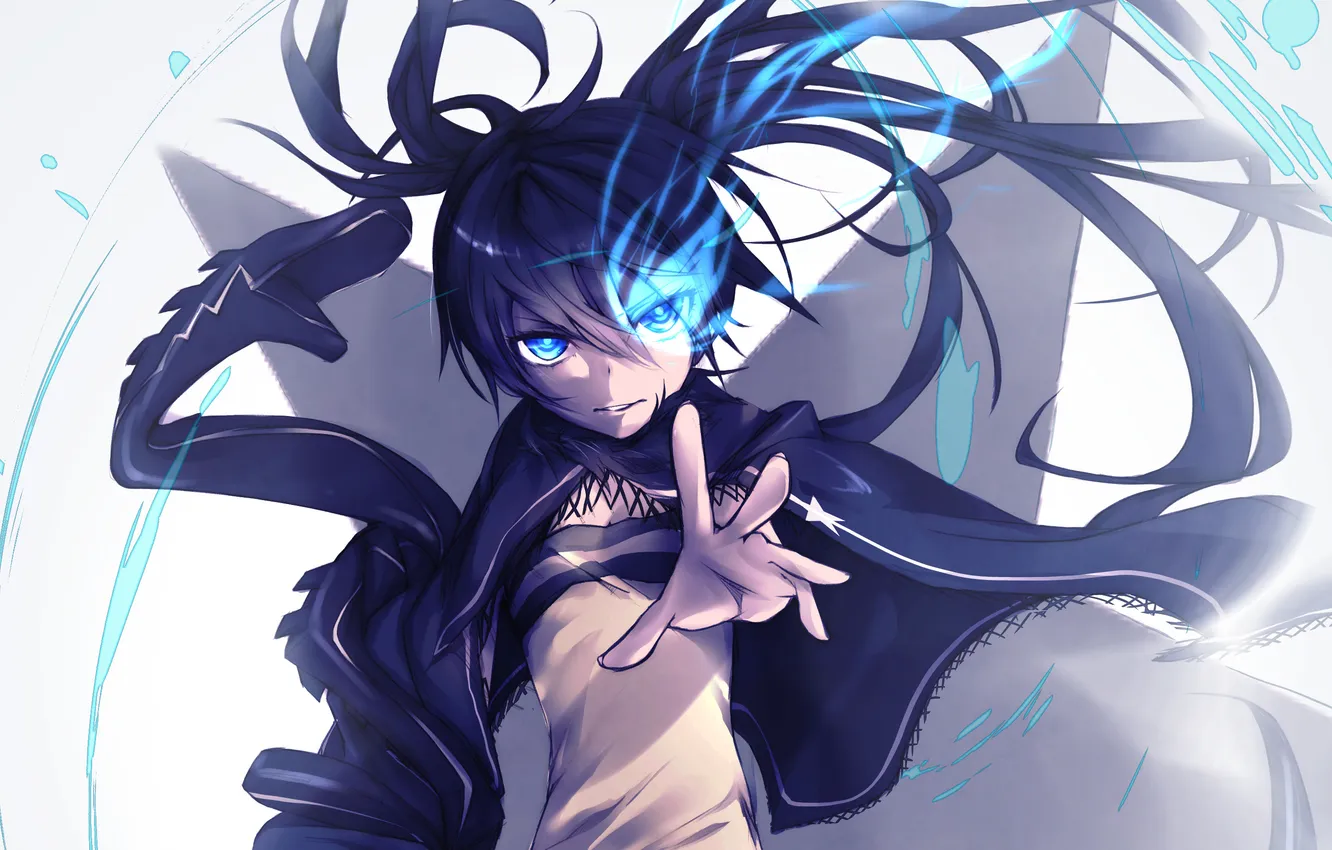 Photo wallpaper light, lights, girl, gesture, black rock shooter, mato kuroi