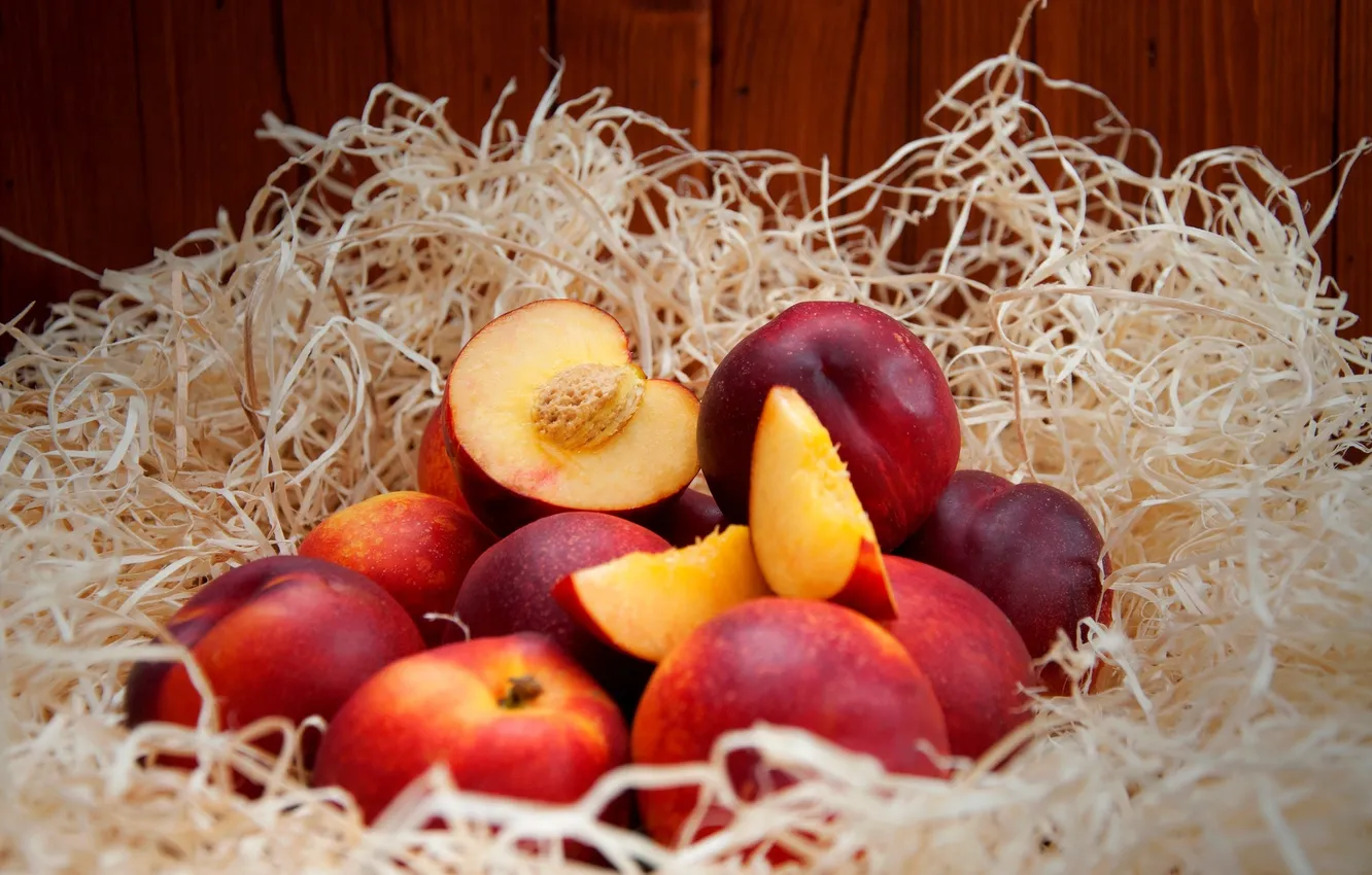 Photo wallpaper fruit, bone, slices, nectarine