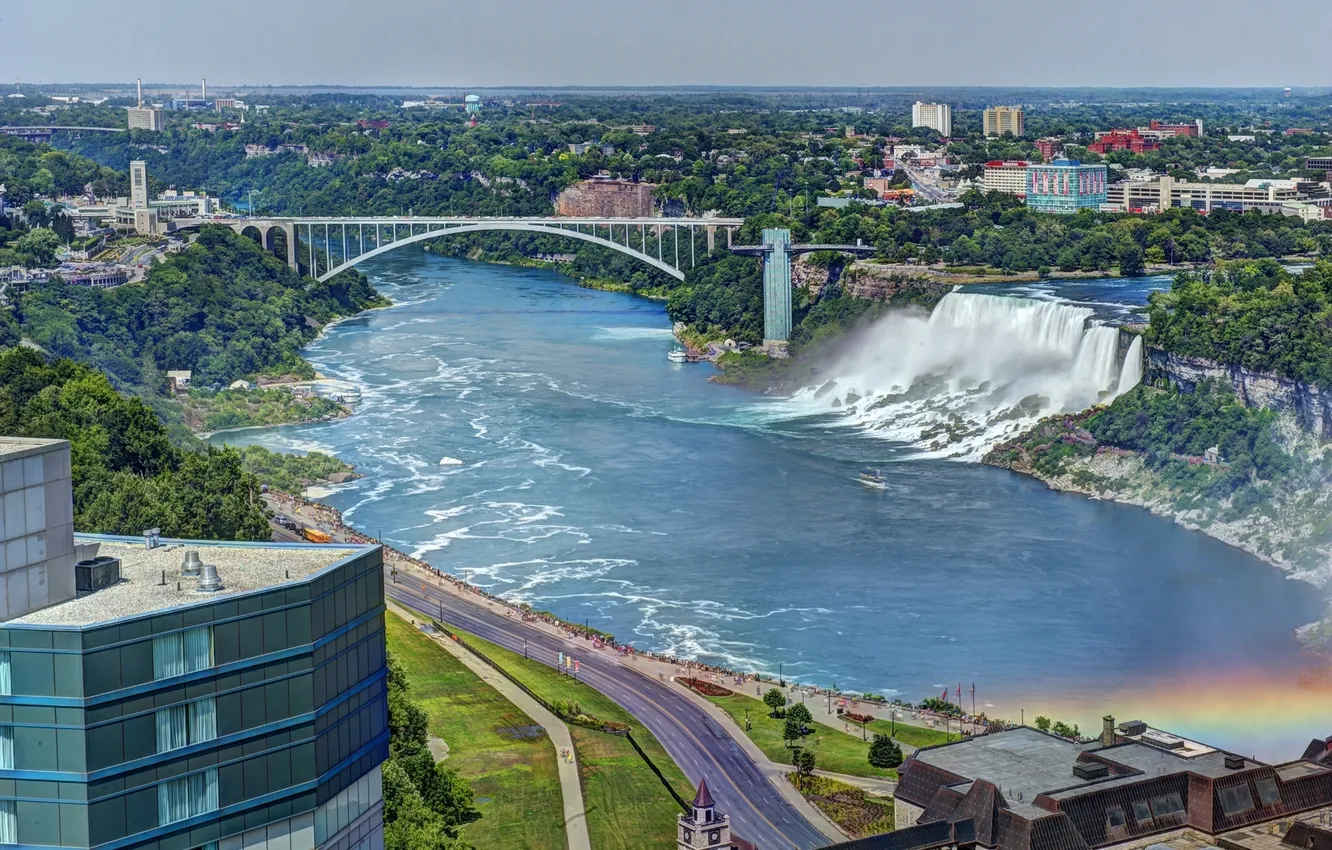 Photo wallpaper panorama, Niagara falls, Rainbow Bridge, Niagara Falls, Rainbow bridge