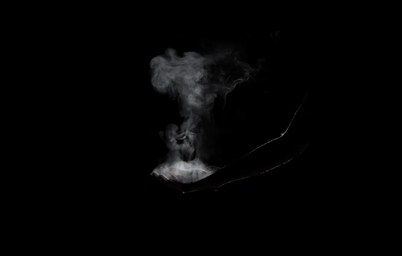 Photo wallpaper smoke, hand, black background