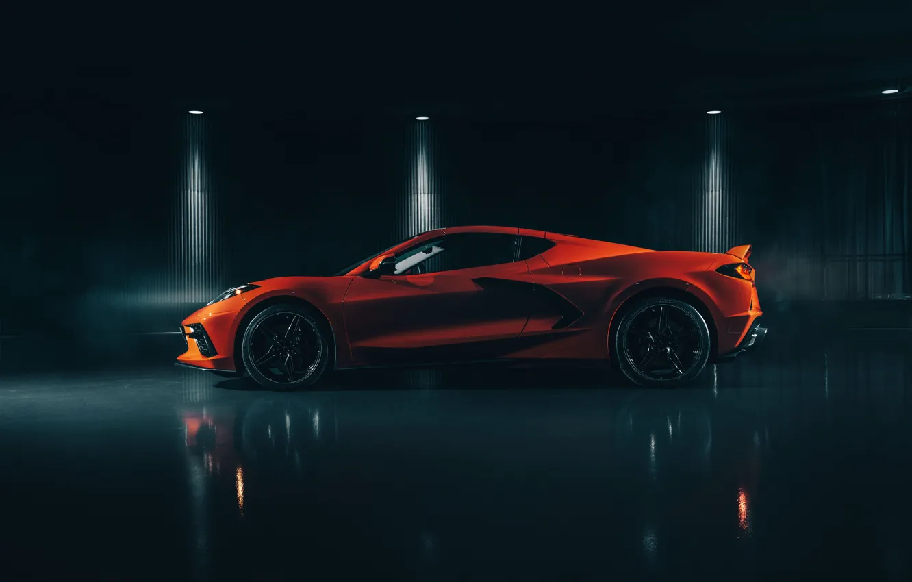 Photo wallpaper Corvette, Chevrolet, side view, Stingray, 2020, C8