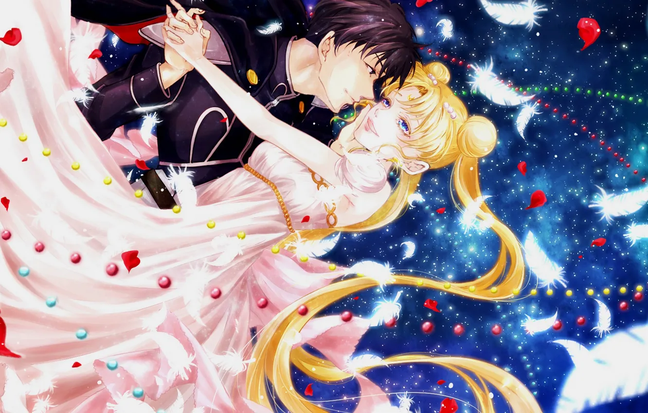 Photo wallpaper girl, romance, anime, art, pair, guy, two, Sailor Moon