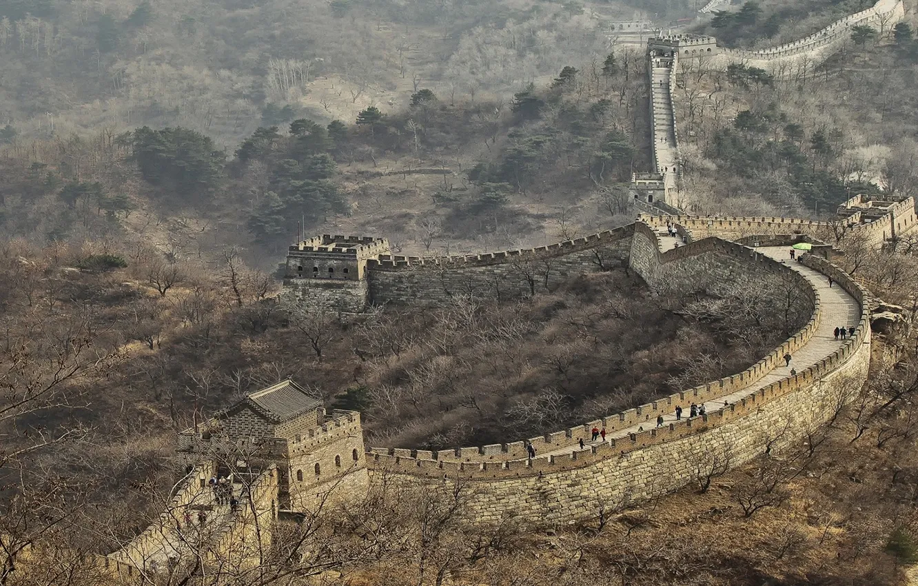 Photo wallpaper trees, mountains, tower, China, the great wall of China