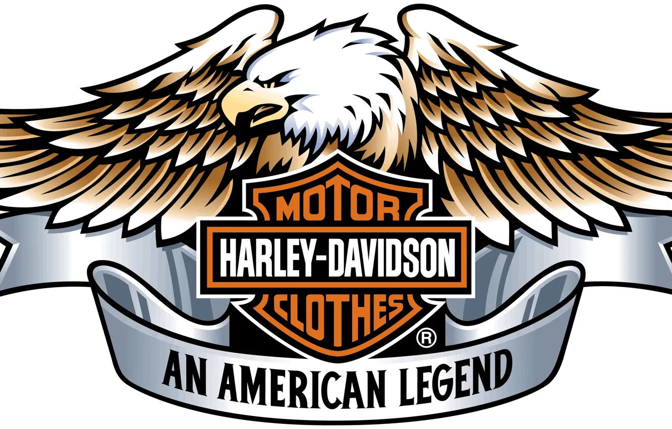 Photo wallpaper Harley Davidson, logo, eagle, engine