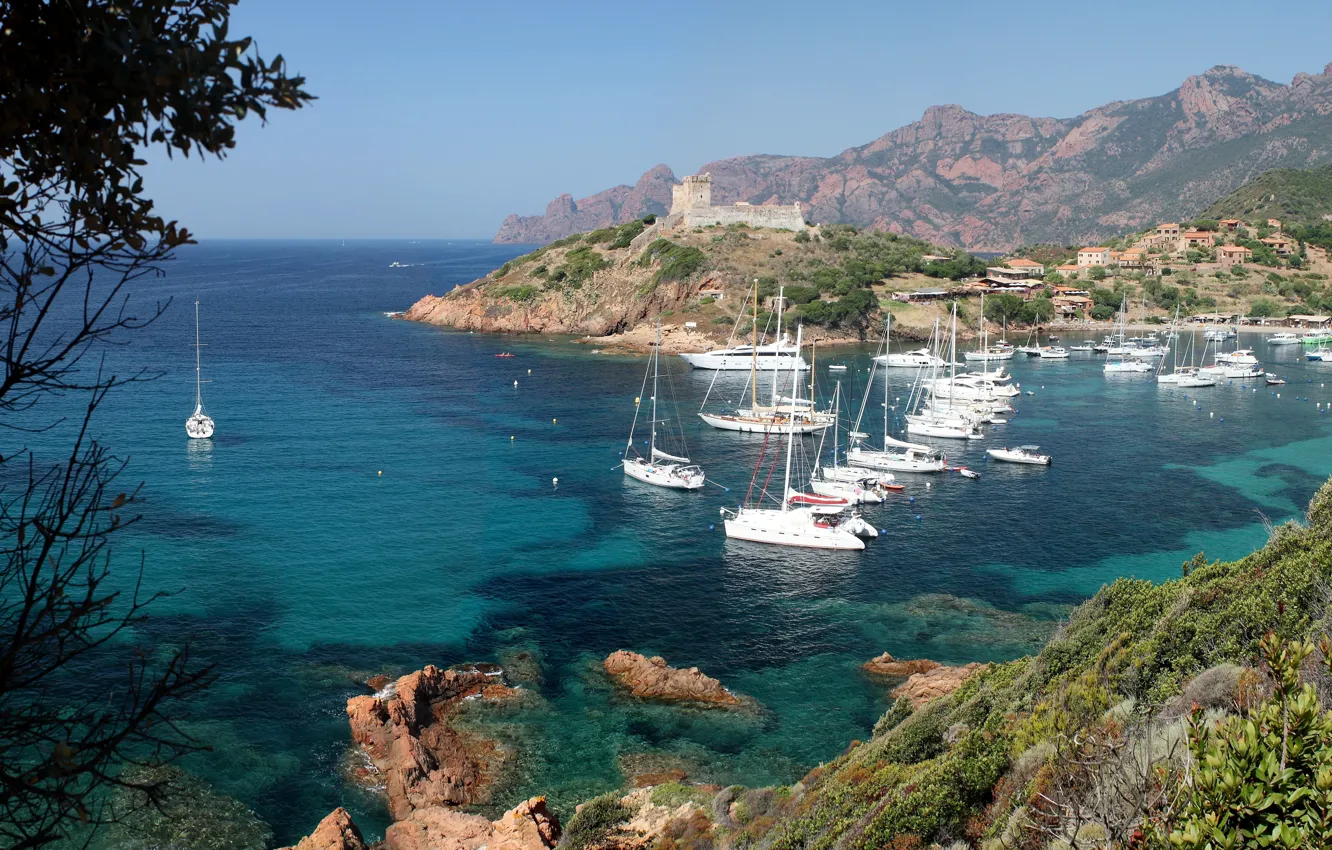Photo wallpaper sea, Bay, yacht, Corsica