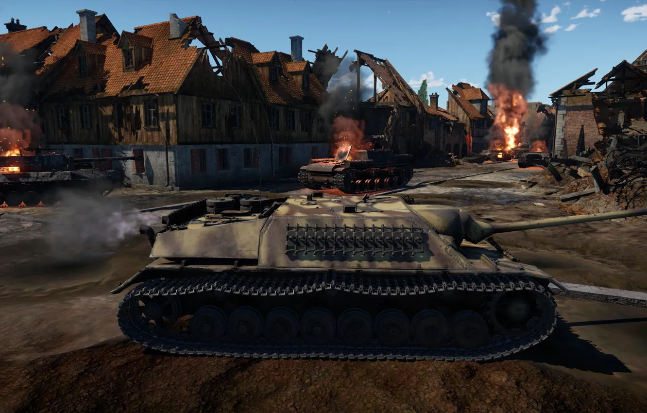 Photo wallpaper tank destroyers, War thunder, tiger 1, Var thunder, jagpanzer