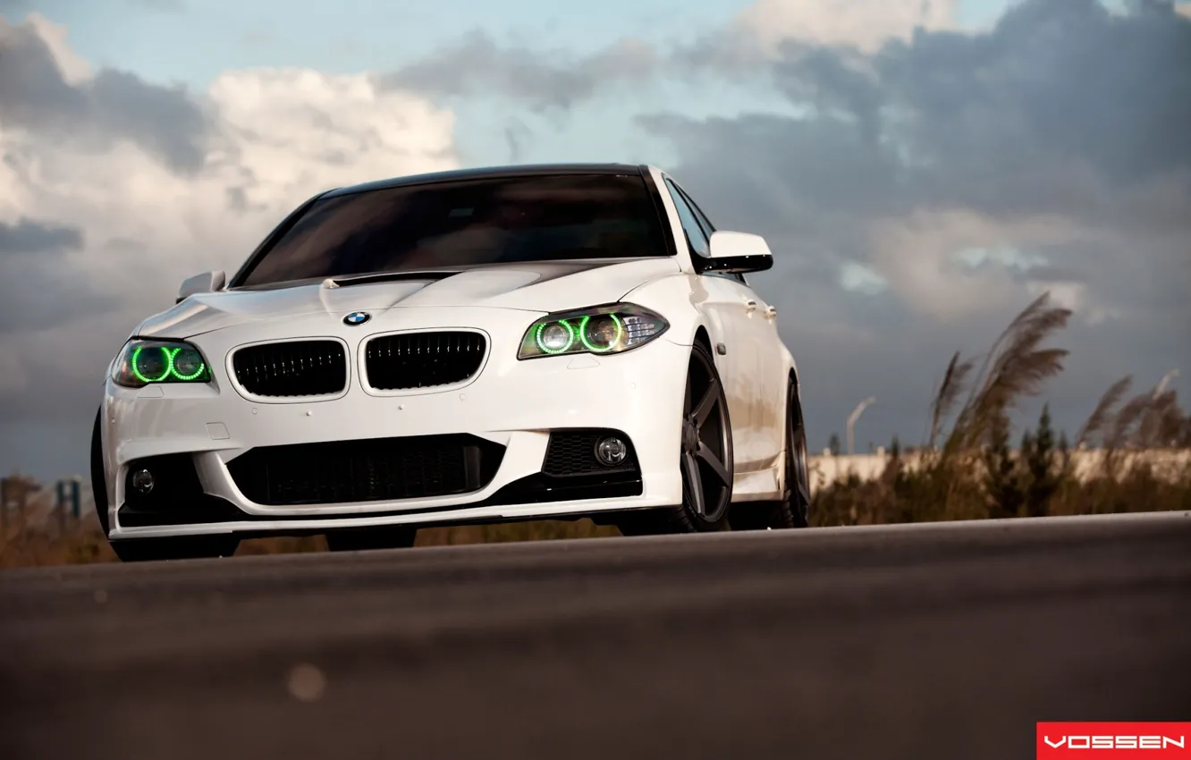 Photo wallpaper white, the sky, bmw, BMW, 5 series