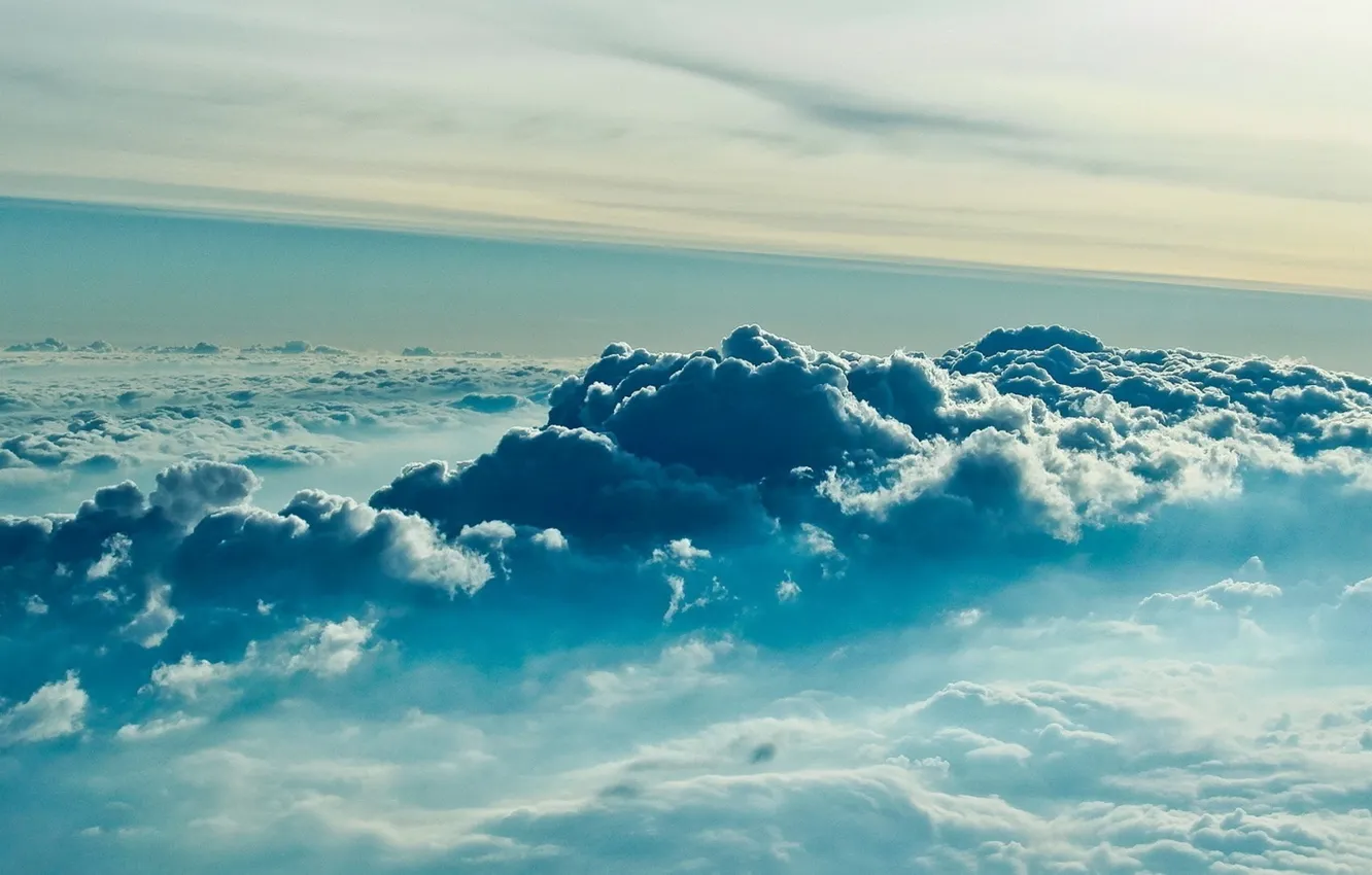 Photo wallpaper the sky, the sun, clouds, flight