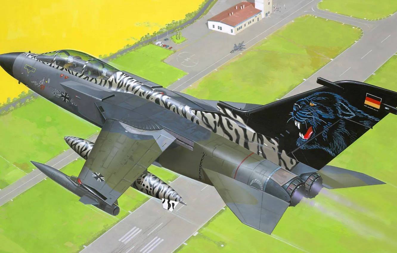 Photo wallpaper flight, figure, art, the airfield, Panavia Tornado, combat jet aircraft with variable sweep wing