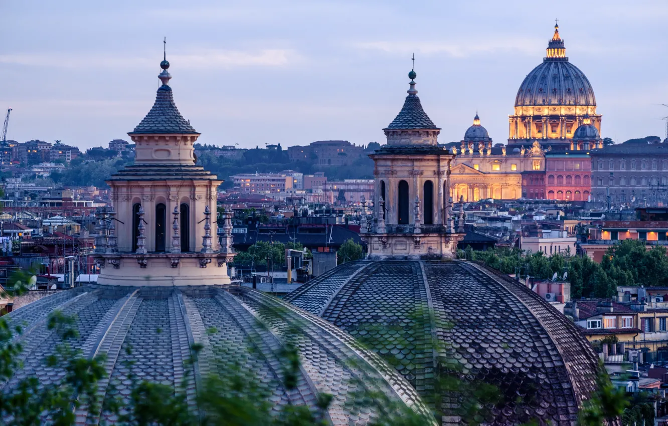 Photo wallpaper Rome, Italy, St. Peter's Cathedral, the view from the Pincio hill
