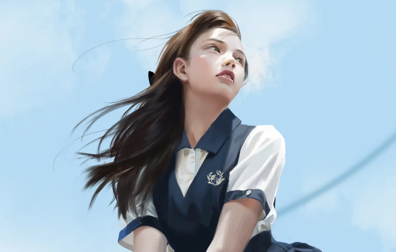 Photo wallpaper girl, schoolgirl, ai art
