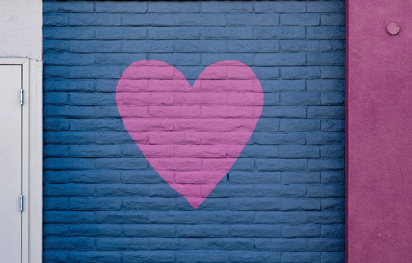 Photo wallpaper wall, heart, paint