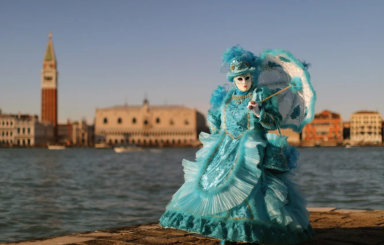 Photo wallpaper the city, mask, The carnival of Venice