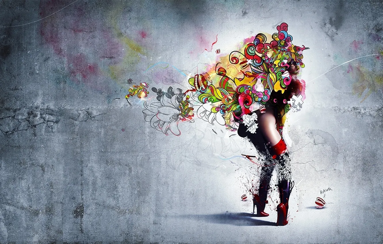 Photo wallpaper girl, color, dancing