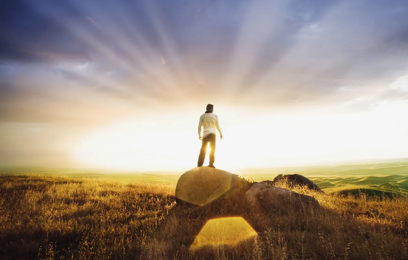 Photo wallpaper the sun, nature, mood, guy