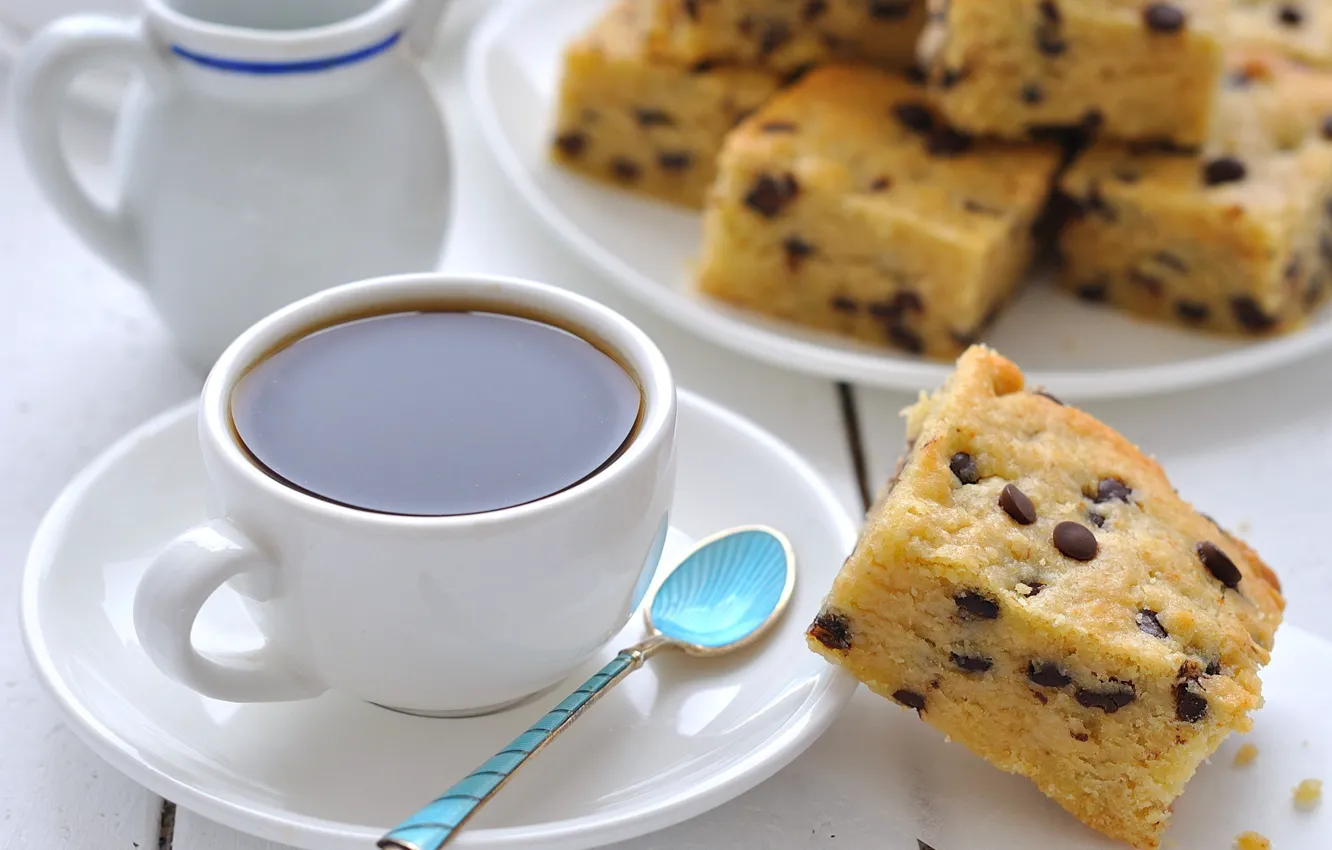 Photo wallpaper tea, food, chocolate, pie, sweet