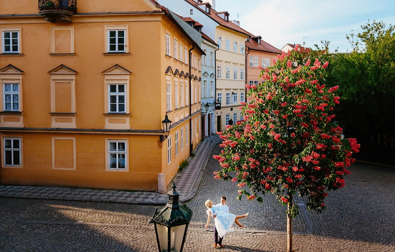 Photo wallpaper girl, building, male, Evgeniya Ovsyannikova
