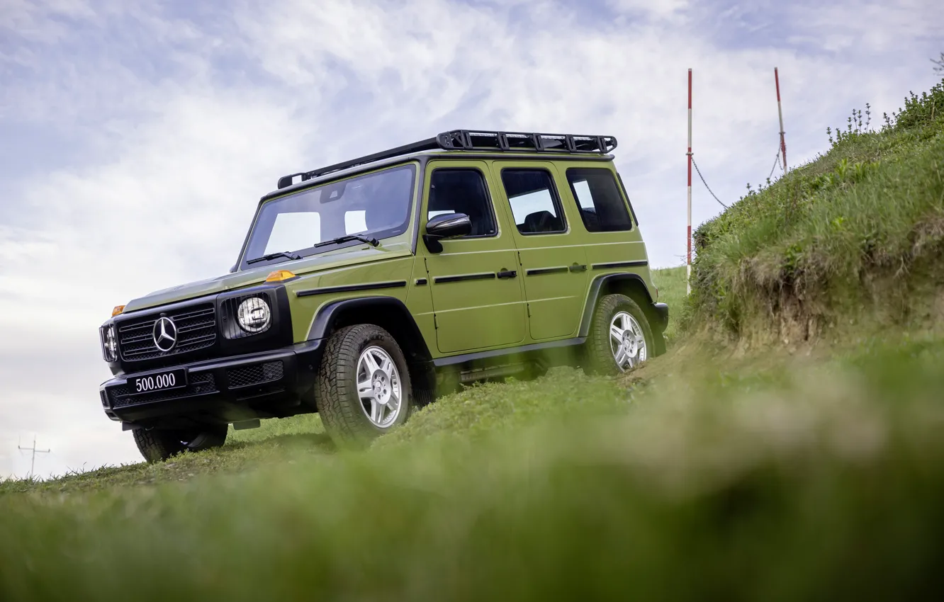 Photo wallpaper Mercedes-Benz, Grass, Gelandewagen, Mercedes-Benz G-Class, Four-wheel drive automobile, Four-wheel drive car