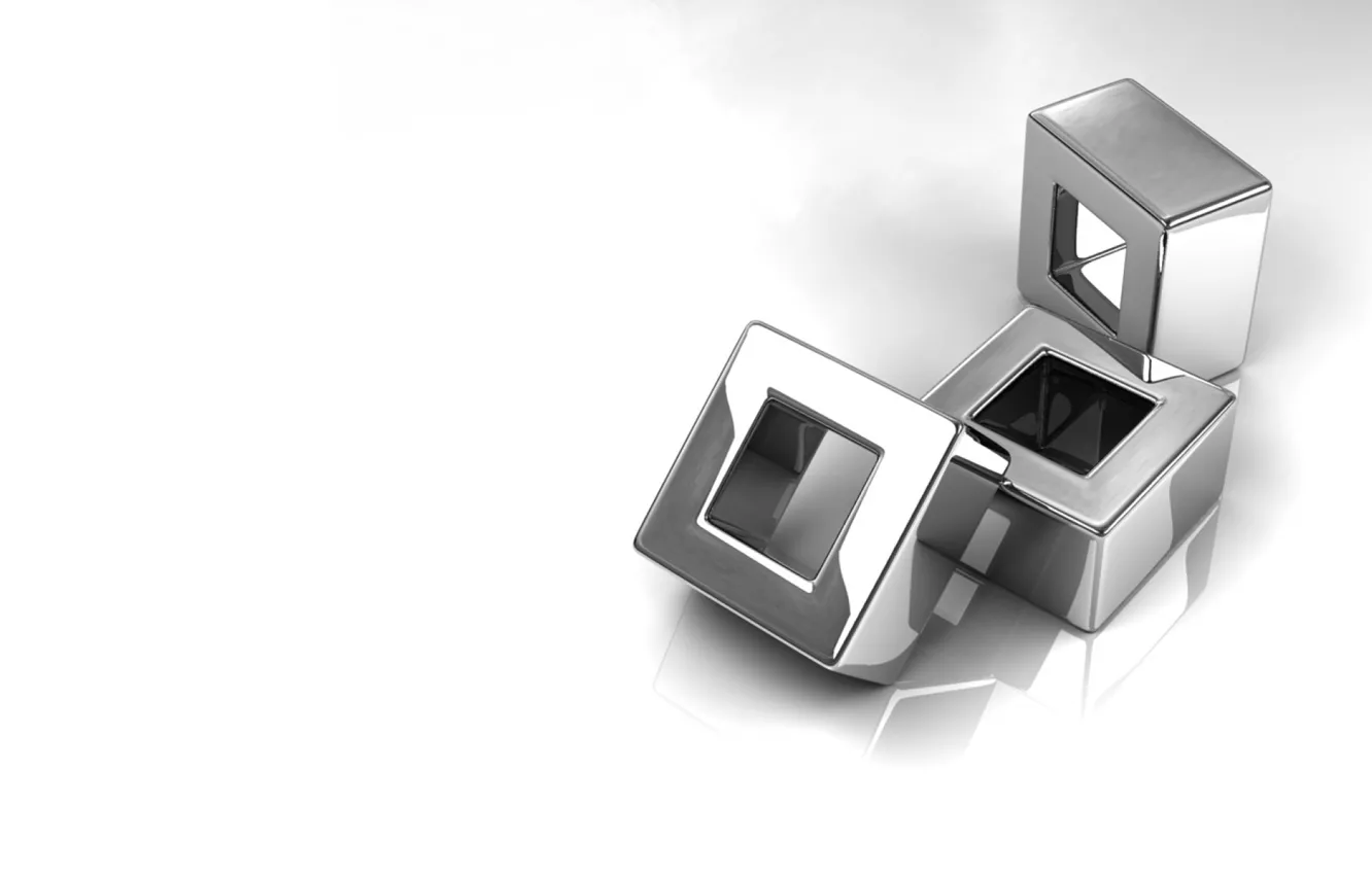 Photo wallpaper metal, reflection, cubes, Shine, ring