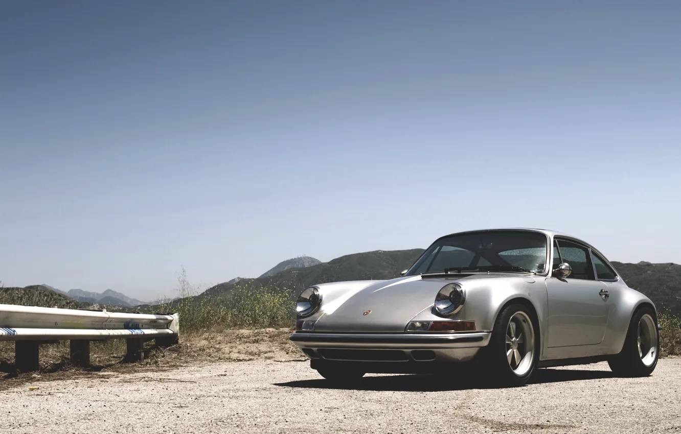 Photo wallpaper sand, the sky, mountains, 911, porsche, Porsche