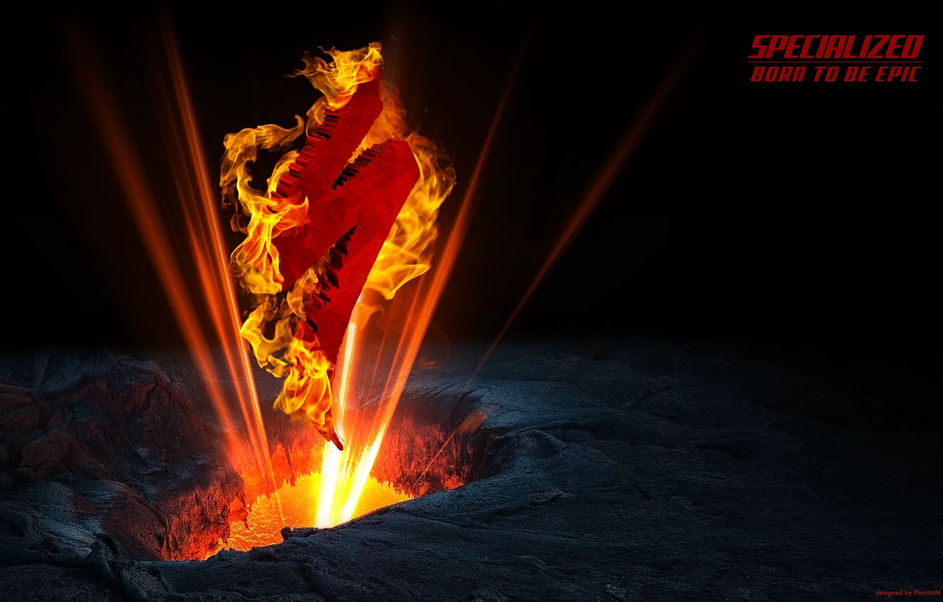 Photo wallpaper light, bike, lights, flame, logo, the volcano, logo, cinema 4d