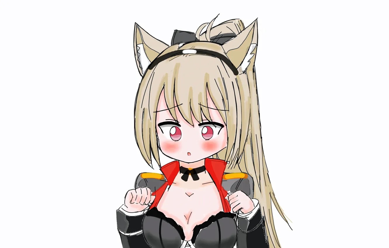 Photo wallpaper girl, sexy, cleavage, blouse, long hair, boobs, anime, beautiful