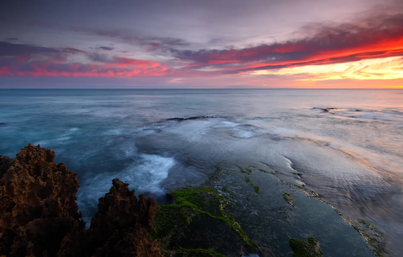 Photo wallpaper the sky, rock, stones, the ocean, Sunset, Australia