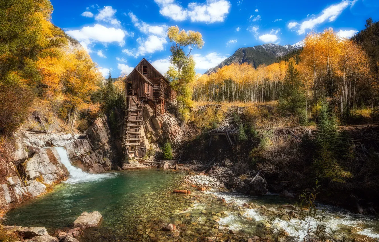 Photo wallpaper Colorado, Crystal Mill, stylized image