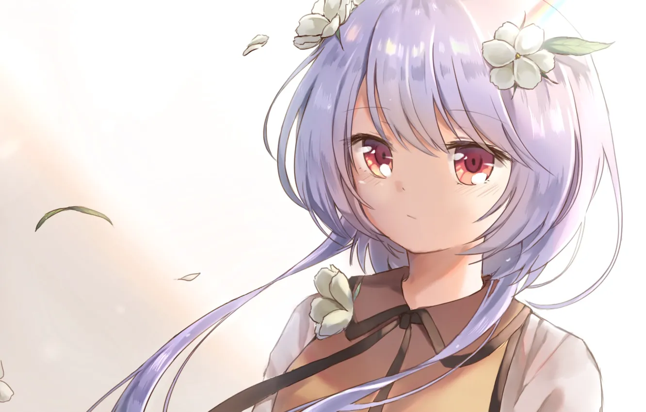 Photo wallpaper look, flowers, girl