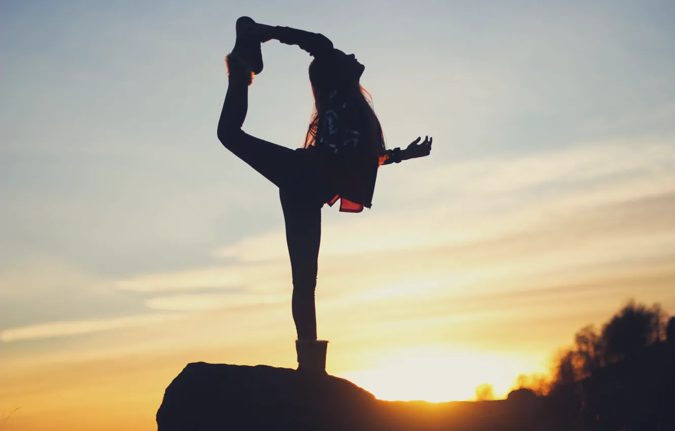 Photo wallpaper girl, feet, stretching
