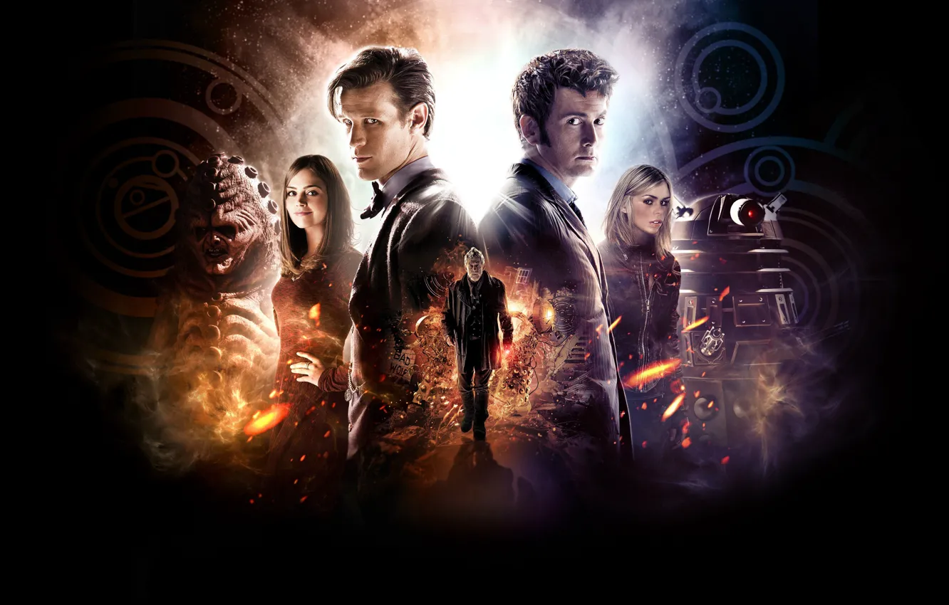 Photo wallpaper look, smile, fiction, girls, actors, Doctor Who, men, Doctor Who