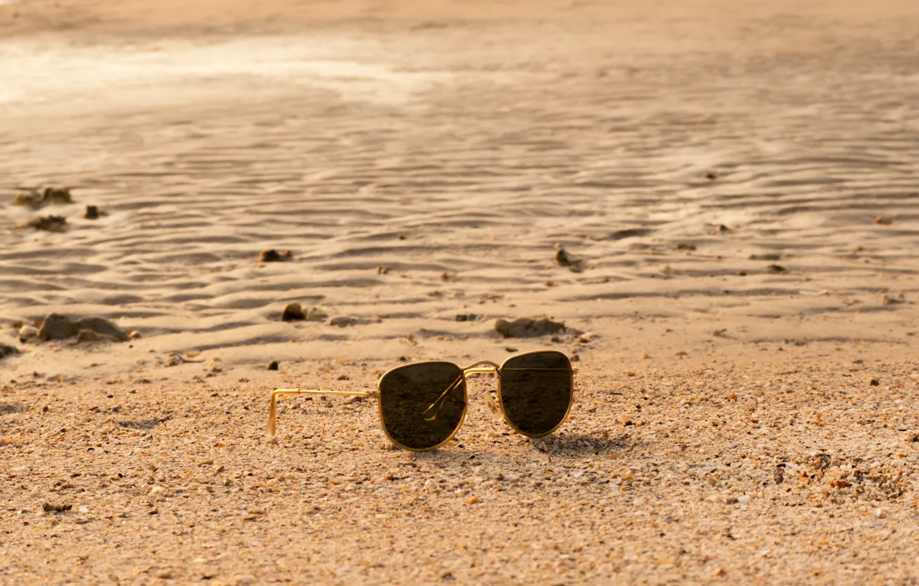 Photo wallpaper sand, sea, beach, summer, stay, glasses, summer, beach