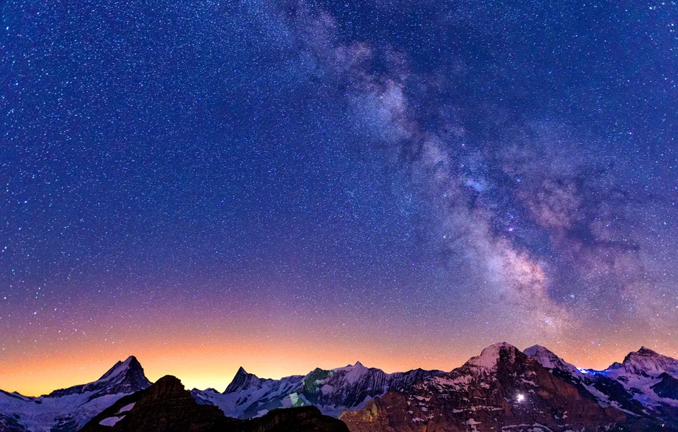 Photo wallpaper the sky, stars, mountains, The milky way
