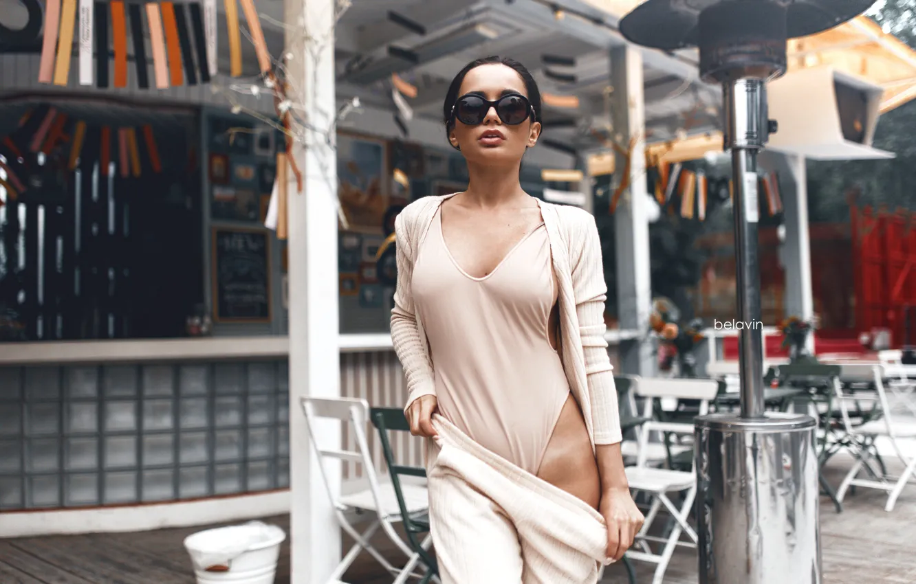 Photo wallpaper swimsuit, girl, pose, glasses, Ekaterina Zueva, Belavin, Alexander Belavin