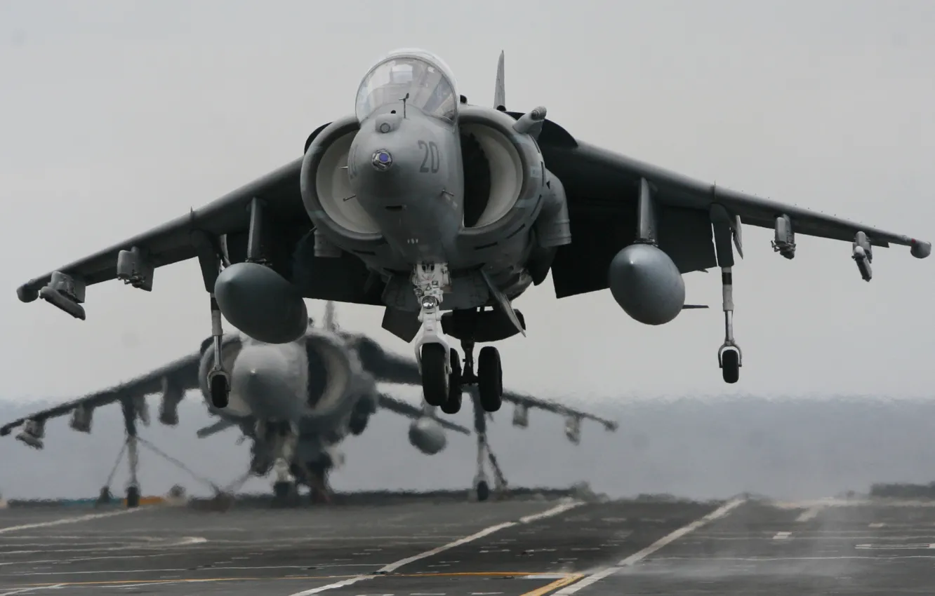 Photo wallpaper fighters, deck, the rise, stormtroopers, AV-8B, Harriers