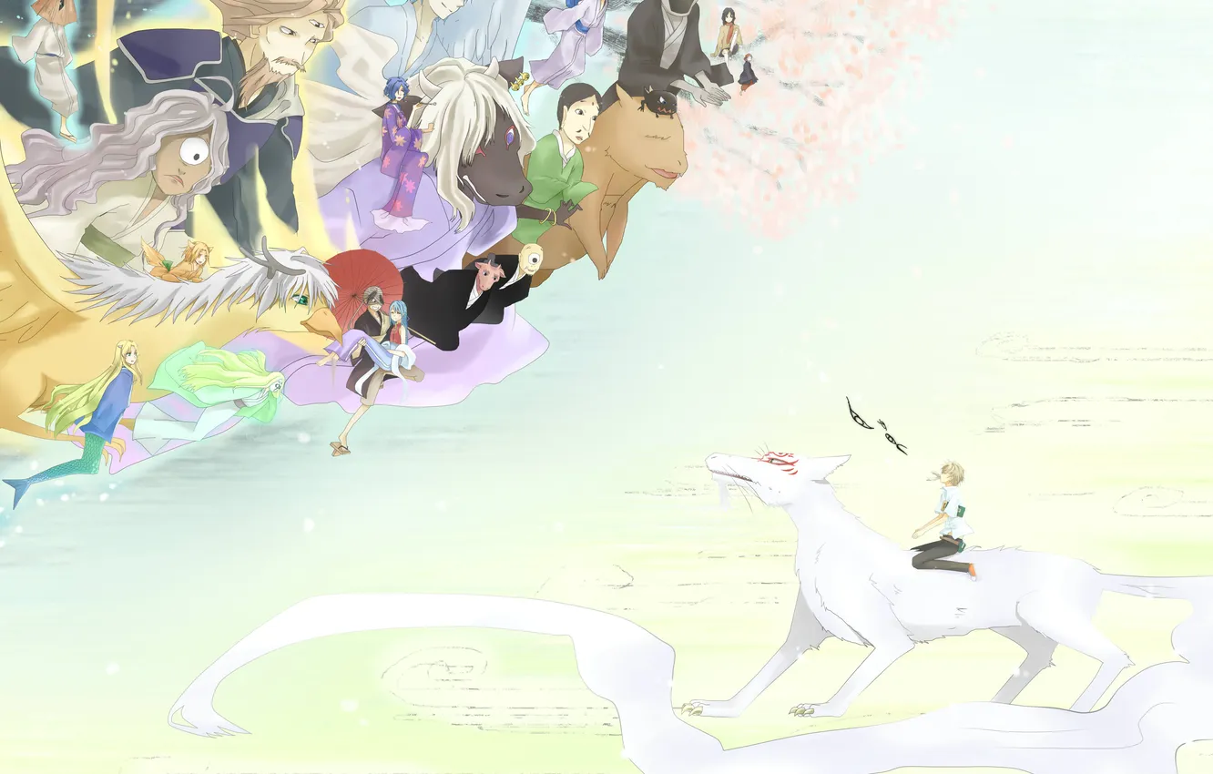 Photo wallpaper anime, art, natsume yuujinchou, tama, U-Sensei, The Natsume book of friendship, Madara, hotaru