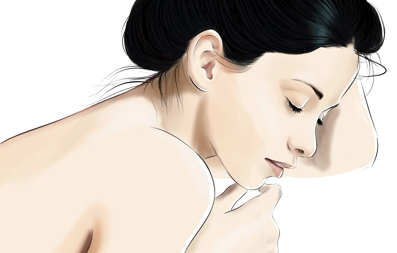 Photo wallpaper face, hair, back, sleep, closed eyes, girl. vector