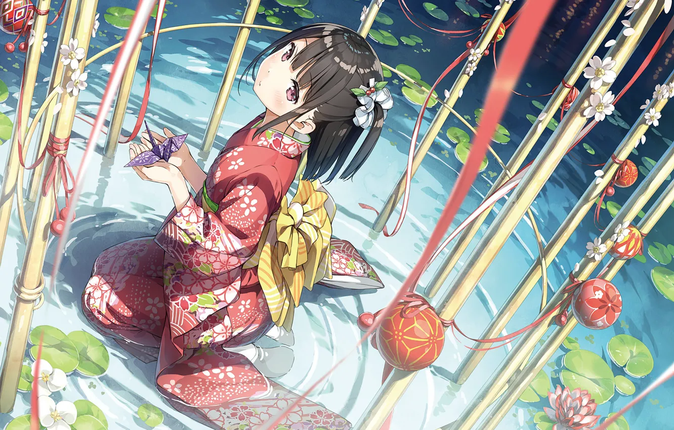 Photo wallpaper girl, yukata, Kantai Collection, Naval collection