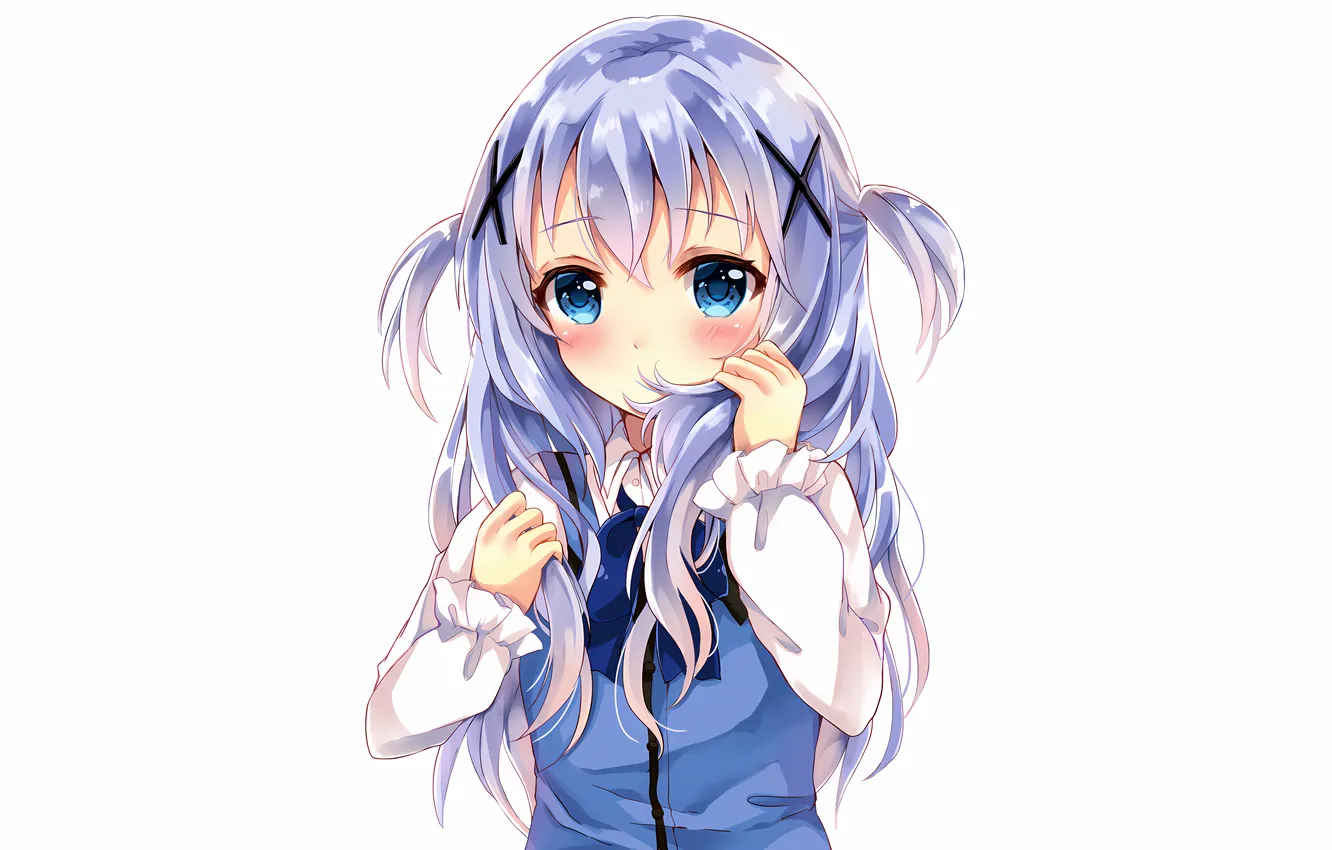 Photo wallpaper girl, long hair, anime, blue eyes, beautiful, pretty, bow, attractive