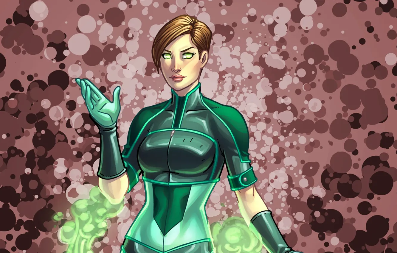 Photo wallpaper girl, green, costume, art, anne claire