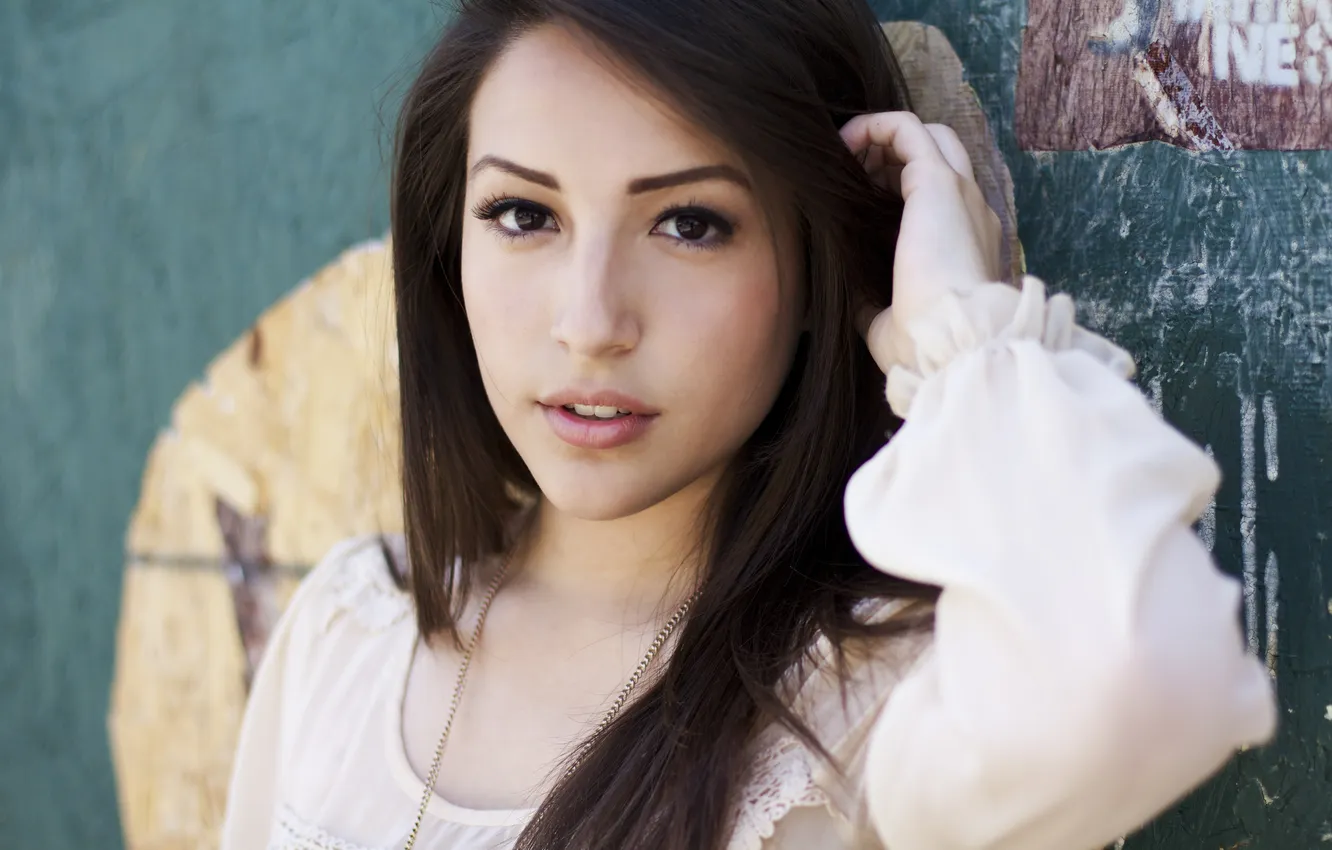 Photo wallpaper look, girl, sweetheart, brunette, CHLOE GUEIT