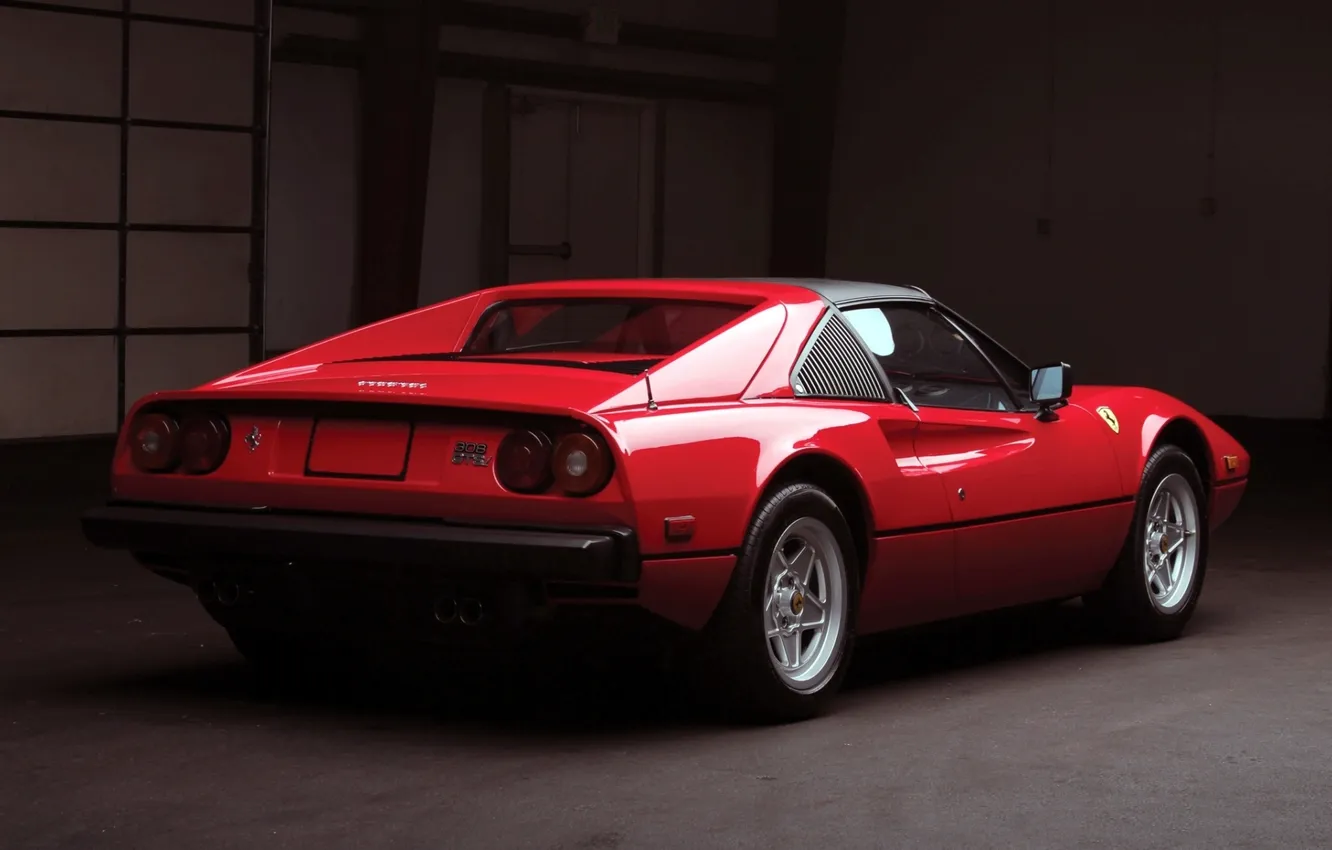 Photo wallpaper red, background, Ferrari, Ferrari, supercar, the front, 308, 1980
