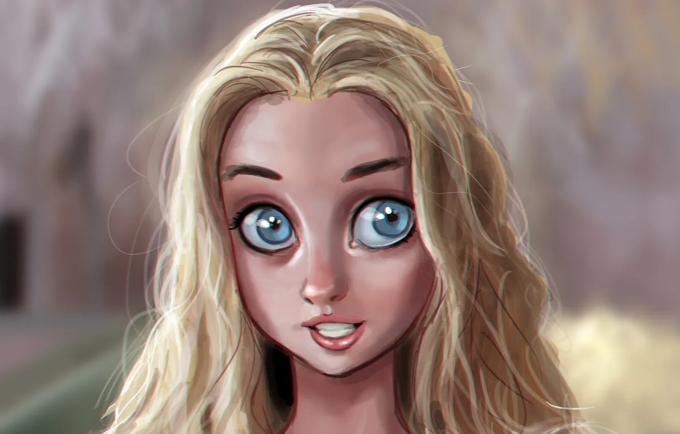 Photo wallpaper eyes, look, girl, art, blonde, Princess