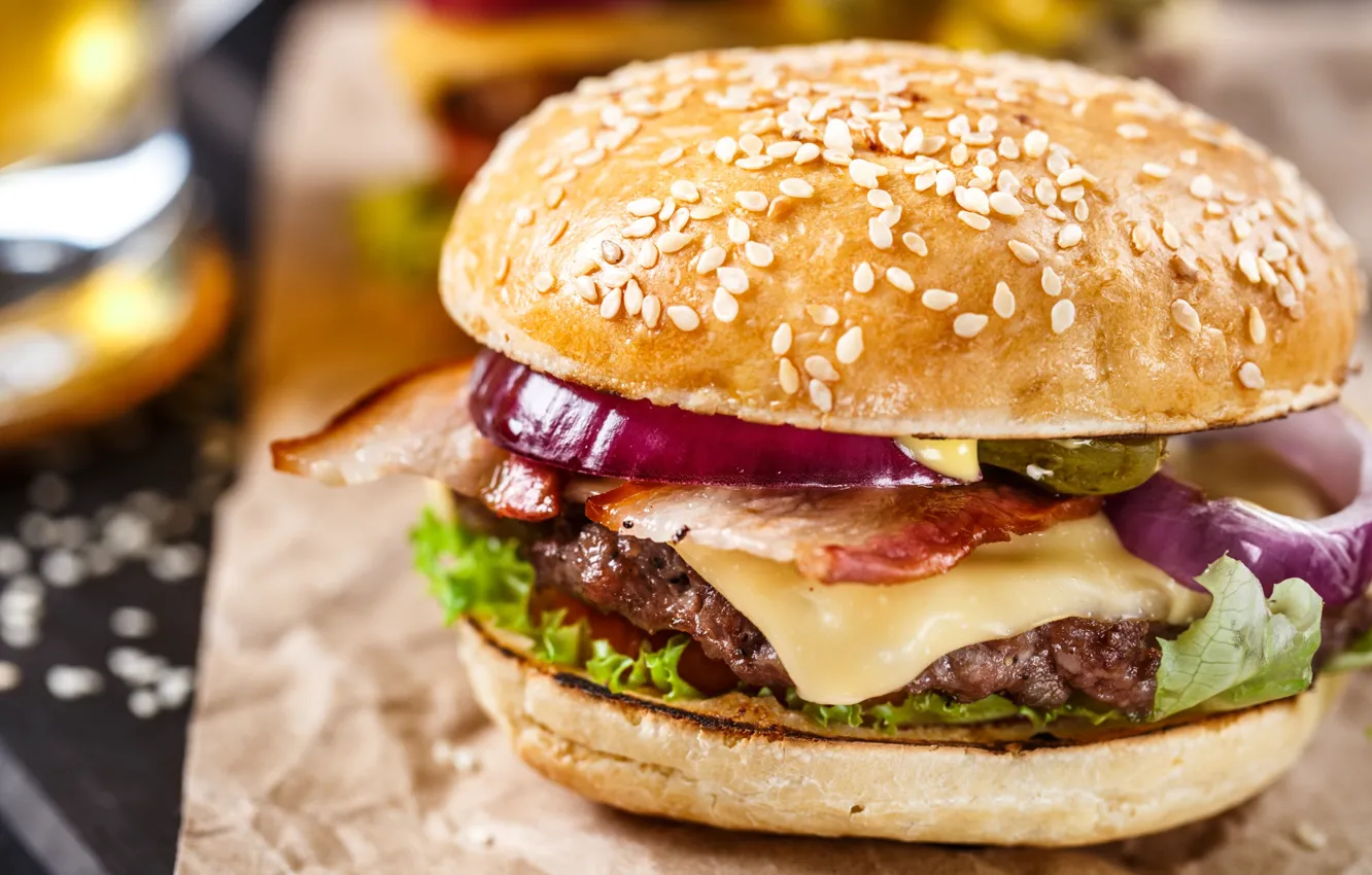 Photo wallpaper cheese, bow, Patty, cheeseburger, Burger