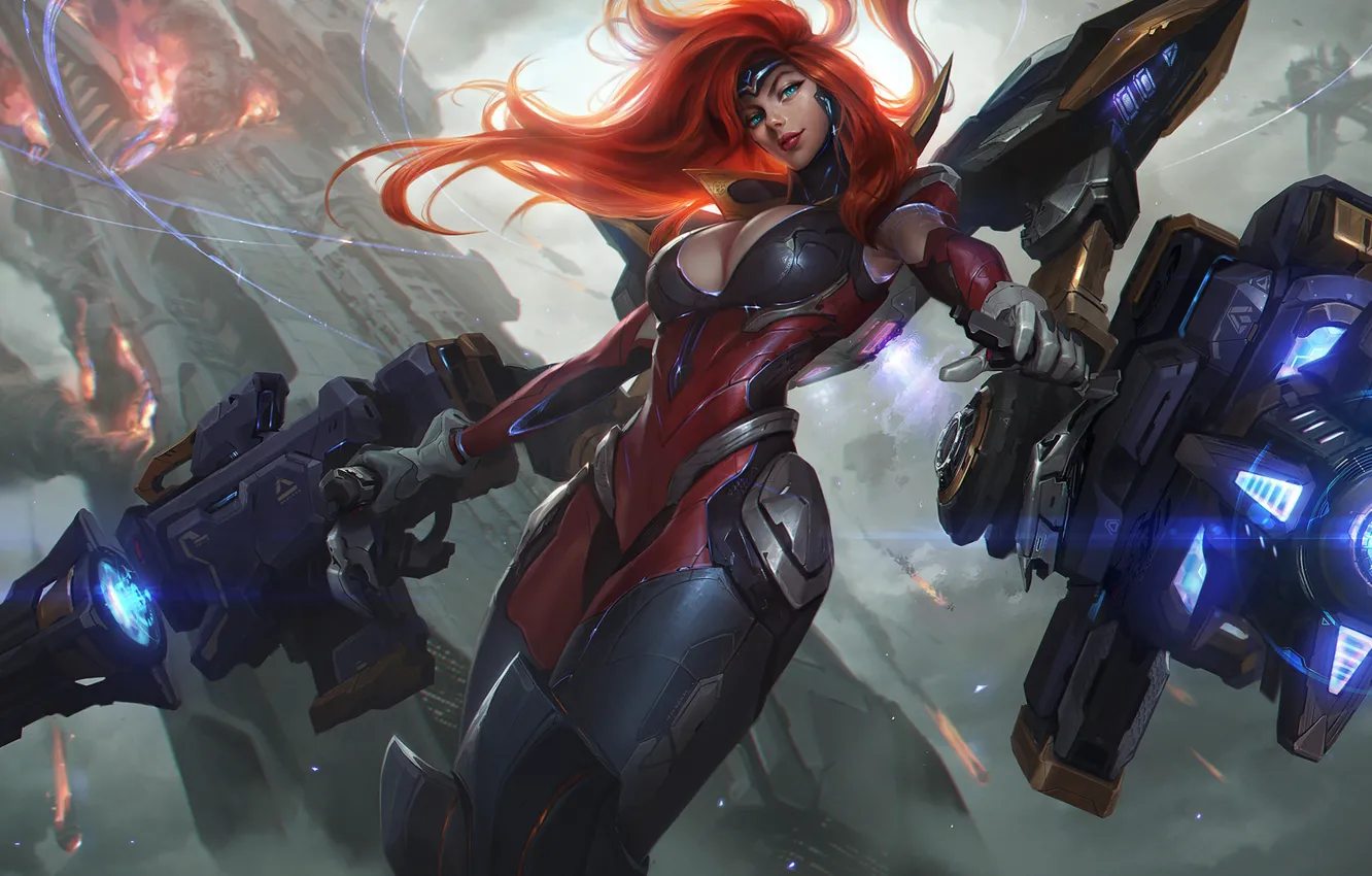 Photo wallpaper weapons, the game, fantasy, art, Chengwei Pan, Art for League of Legends, Gun Goddess Miss …