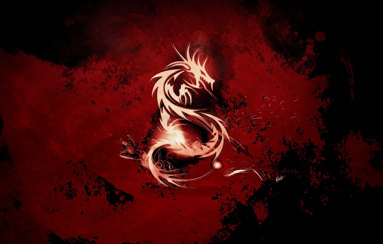 Photo wallpaper red, blood, dragon