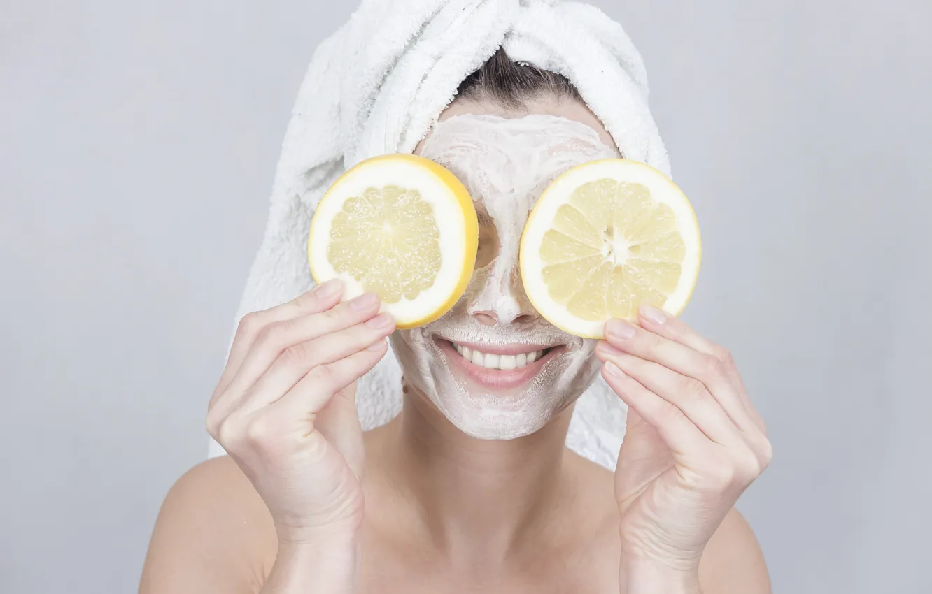 Photo wallpaper smiles, lemons, masks, Treatments