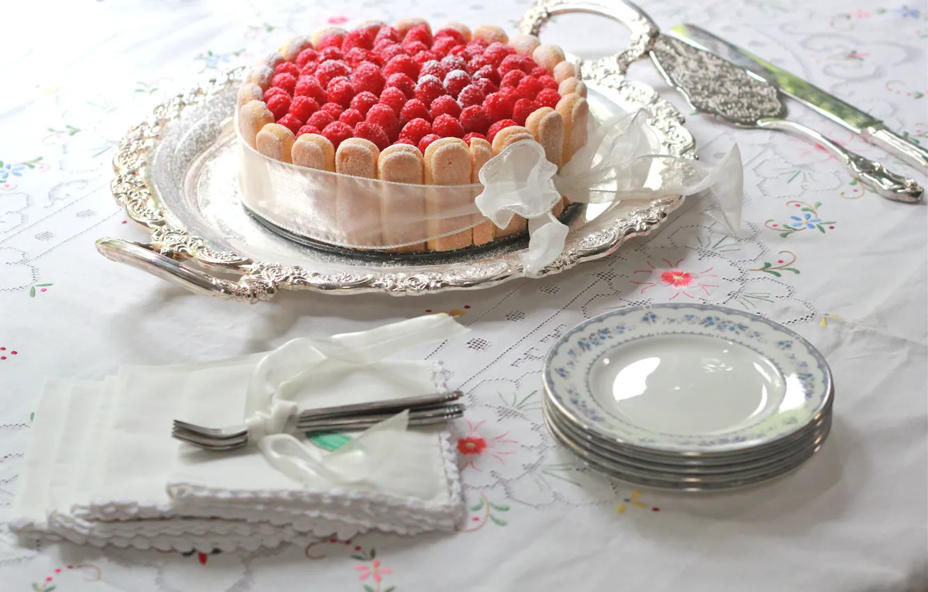 Photo wallpaper raspberry, food, cake, cake, dessert, sweet, sweet, dessert
