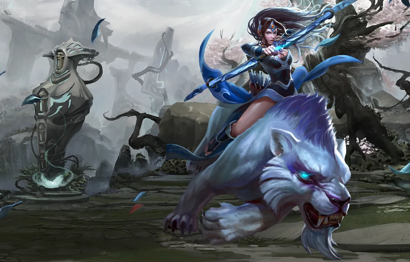 Photo wallpaper girl, dota 2, Mirana, Princess of the Moon