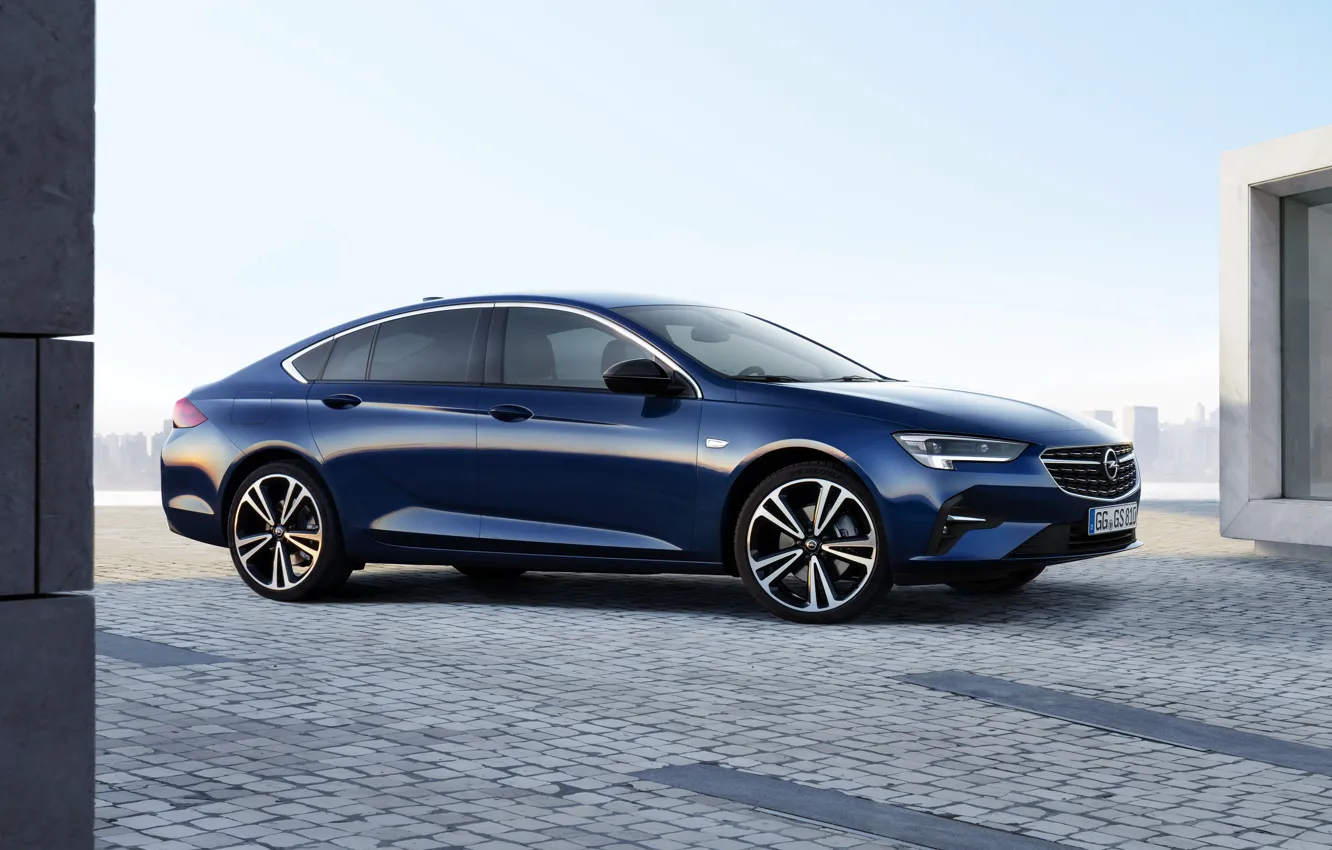 Photo wallpaper blue, Insignia, Opel, sedan, side, 2020, Insignia Grand Sport